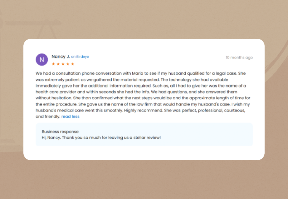 braver law Birdeye Review 1