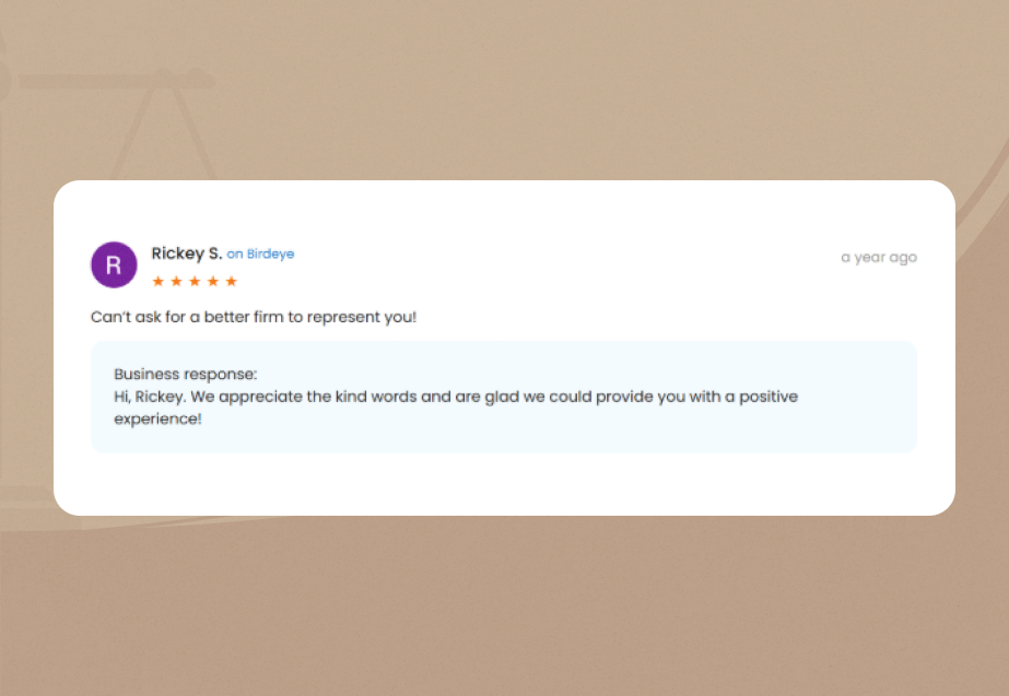 braver law Birdeye Review 2