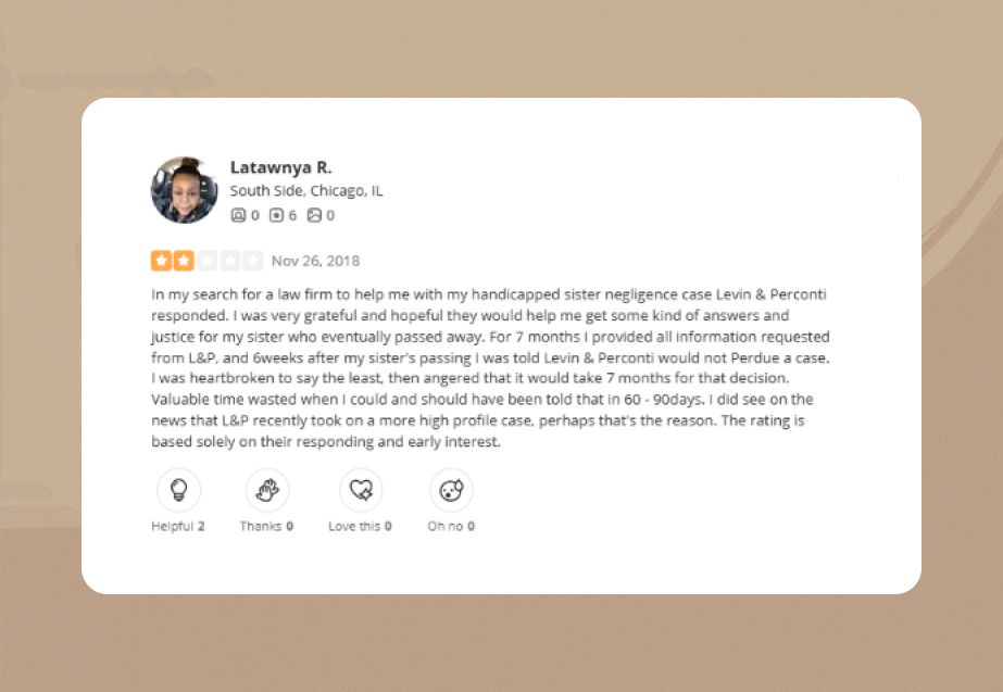 levin and perconti yelp Review 4