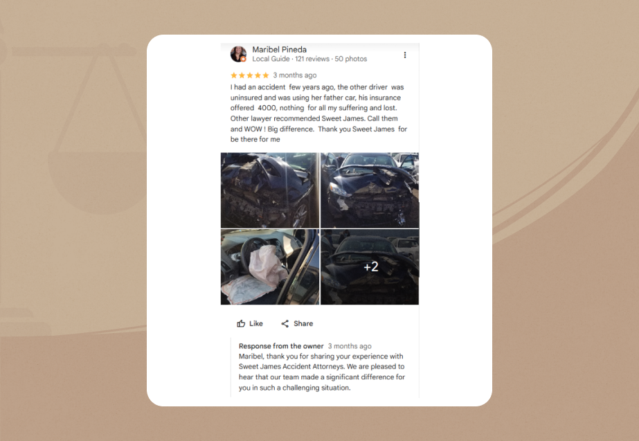 Sweet James Accident Attorneys GMB Review 1