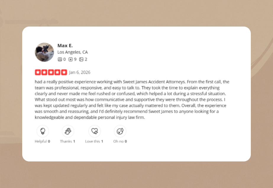 Sweet James Accident Attorneys Yelp Review 2