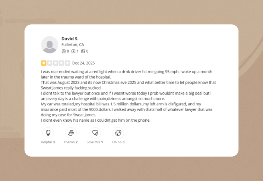 Sweet James Accident Attorneys Yelp Review 5