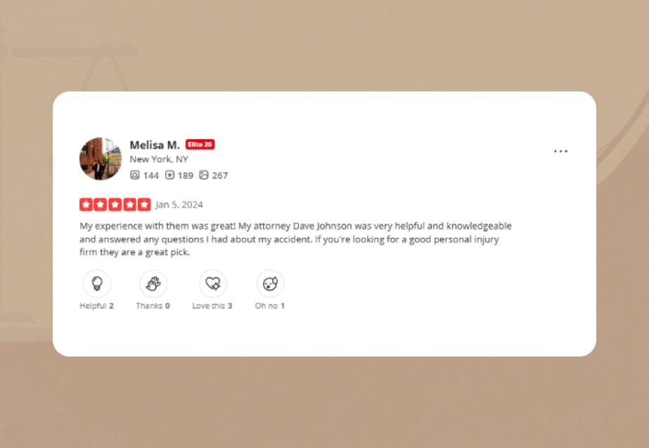 dm injury law Yelp Review 2