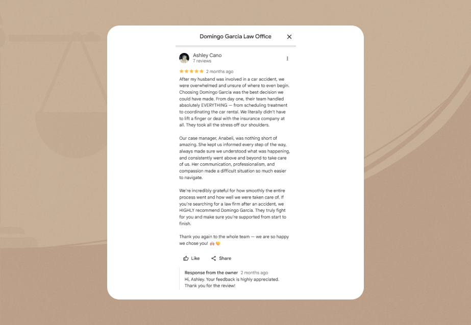 domingo garcia law office GMB review 2