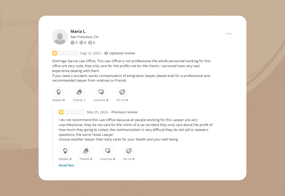 domingo garcia law office yelp review 4