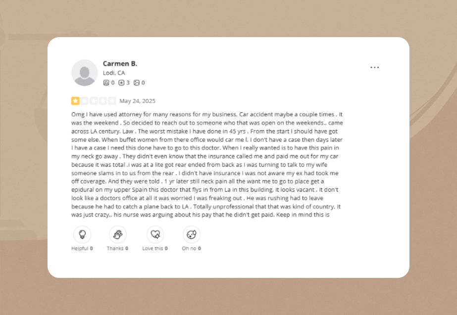 la century law Yelp Review 3