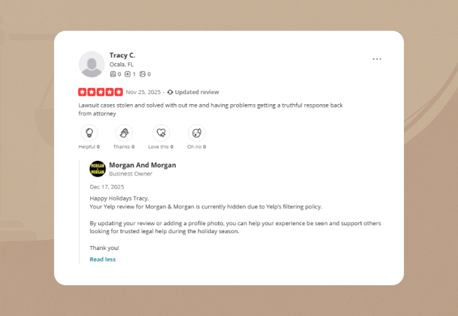 morgan and morgan Yelp Review 2