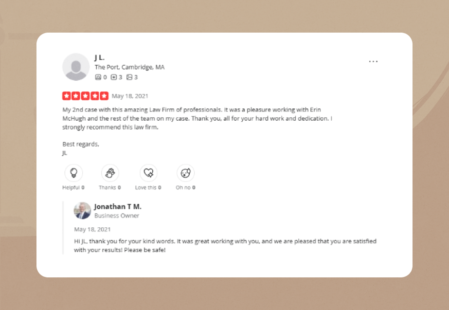 sweeney merrigan law Yelp Review 2