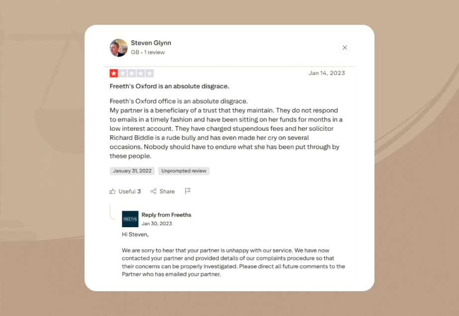 freeths llp Trust Pilot Review 2